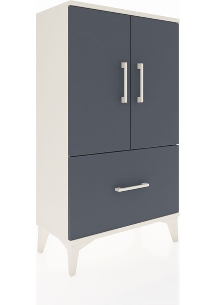Arges Komodin 2 Raflı Tek Çekmeceli 2 Kapaklı 60X30X106 Aytaşı-Antrasit modelleri