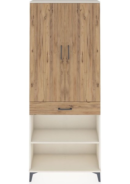 Arges Dolap 4 Raflı Tek Çekmeceli 2 Kapaklı 88X30X221 Aytaşı-Çam