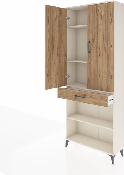 Arges Dolap 4 Raflı Tek Çekmeceli 2 Kapaklı 88X30X221 Aytaşı-Çam fırsatları