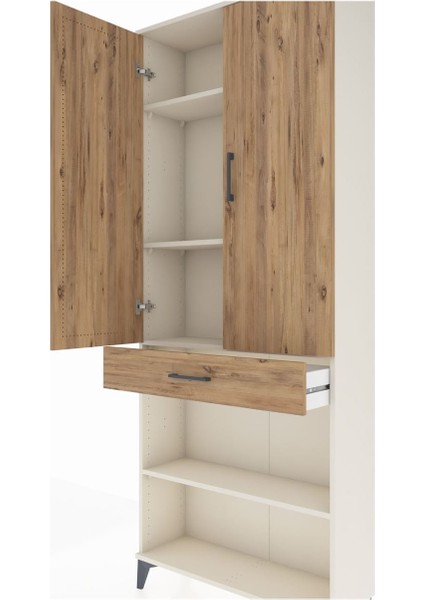 Arges Dolap 4 Raflı Tek Çekmeceli 2 Kapaklı 88X30X221 Aytaşı-Çam indirimleri