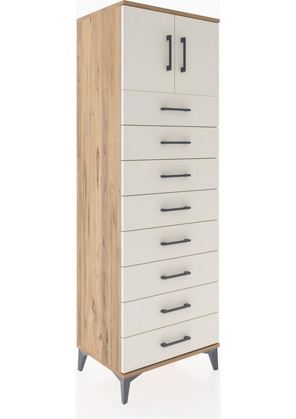 Hyperion Dolap Tek Raflı 8 Çekmeceli 2 Kapaklı 60X44X182 Çam-Aytaşı fiyatları