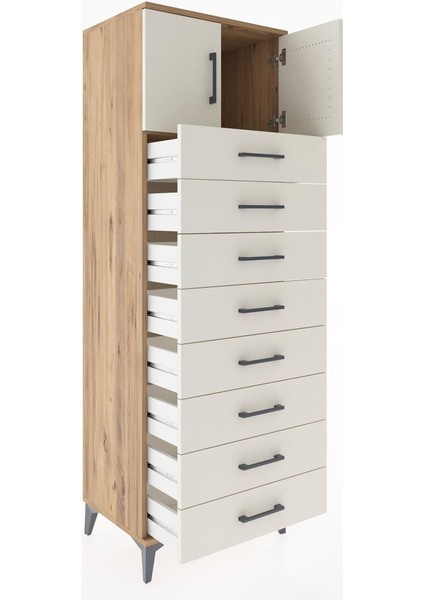 Hyperion Dolap Tek Raflı 8 Çekmeceli 2 Kapaklı 60X44X182 Çam-Aytaşı fırsatları