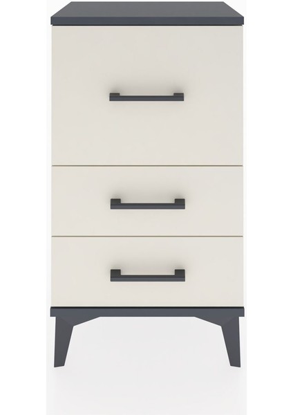 Arges Komodin 3 Çekmeceli 44X30X80 Antrasit-Aytaşı