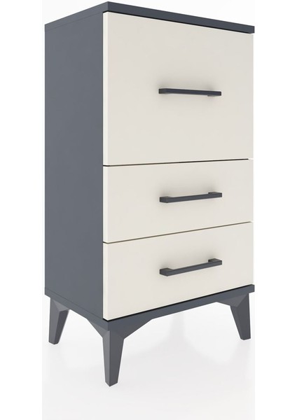 Arges Komodin 3 Çekmeceli 44X30X80 Antrasit-Aytaşı modelleri