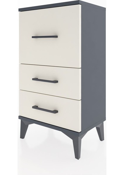 Arges Komodin 3 Çekmeceli 44X30X80 Antrasit-Aytaşı indirimleri