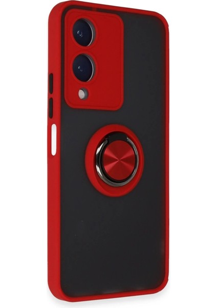 Vivo Y17S Kılıf Montreal Yüzüklü Silikon Kapak - Kırmızı - MKR022926-1286 fiyatları