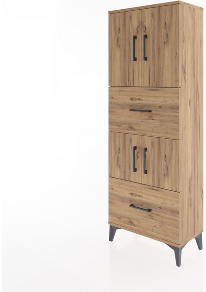 Arges Dolap 3 Raflı 2 Çekmeceli 4 Kapaklı 60X30X163 Çam-Çam modelleri