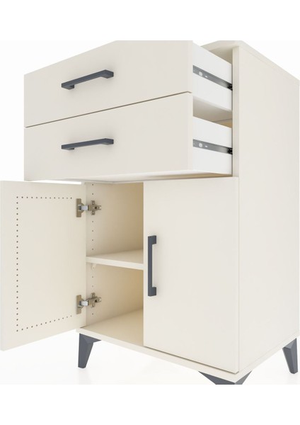 Hyperion Komodin Tek Raflı 2 Çekmeceli 2 Kapaklı 60X44X96 Aytaşı-Aytaşı indirimleri