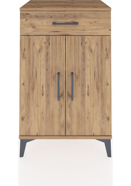 Hyperion Komodin 2 Raflı Tek Çekmeceli 2 Kapaklı 60X44X96 Çam-Çam