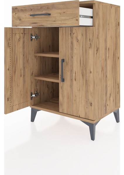Hyperion Komodin 2 Raflı Tek Çekmeceli 2 Kapaklı 60X44X96 Çam-Çam fırsatları