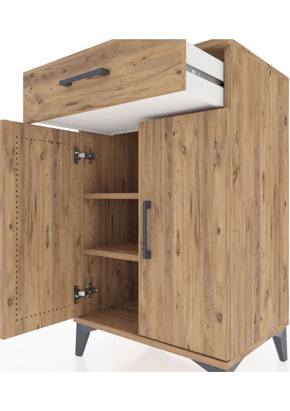 Hyperion Komodin 2 Raflı Tek Çekmeceli 2 Kapaklı 60X44X96 Çam-Çam indirimleri