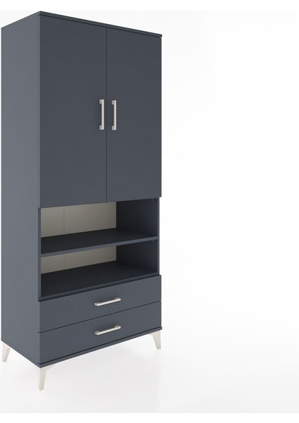Hyperion Dolap 5 Raflı 2 Çekmeceli 2 Kapaklı 88X44X195 Antrasit-Antrasit fiyatları