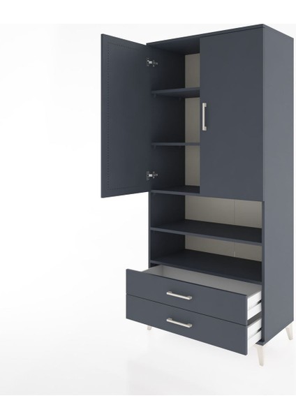 Hyperion Dolap 5 Raflı 2 Çekmeceli 2 Kapaklı 88X44X195 Antrasit-Antrasit fırsatları