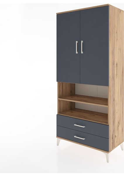 Hyperion Dolap 5 Raflı 2 Çekmeceli 2 Kapaklı 88X44X195 Çam-Antrasit modelleri