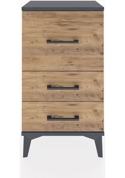 Arges Komodin 3 Çekmeceli 44X30X80 Antrasit-Çam