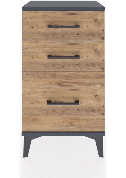 Arges Komodin 3 Çekmeceli 44X30X80 Antrasit-Çam fiyatları