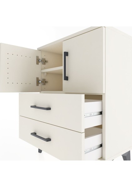 Arges Komodin 2 Raflı 2 Çekmeceli 2 Kapaklı 60X30X80 Aytaşı-Aytaşı indirimleri