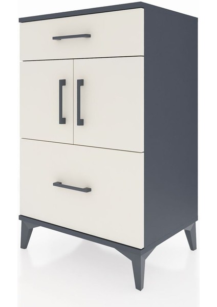 Hyperion Komodin Tek Raflı 2 Çekmeceli 2 Kapaklı 60X44X96 Antrasit-Aytaşı modelleri