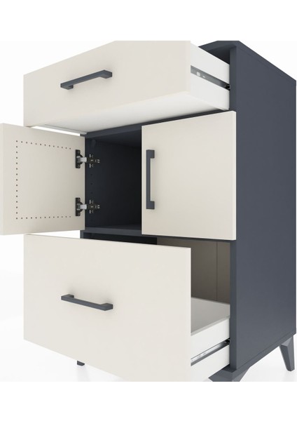 Hyperion Komodin Tek Raflı 2 Çekmeceli 2 Kapaklı 60X44X96 Antrasit-Aytaşı indirimleri