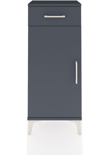 Arges Komodin 2 Raflı Tek Çekmeceli Tek Kapaklı 44X30X106 Antrasit-Antrasit