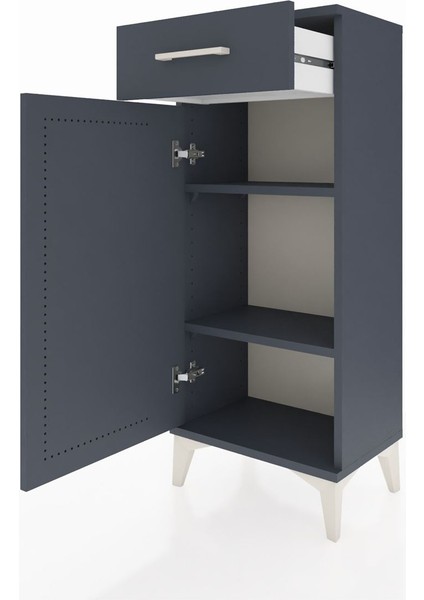 Arges Komodin 2 Raflı Tek Çekmeceli Tek Kapaklı 44X30X106 Antrasit-Antrasit fırsatları