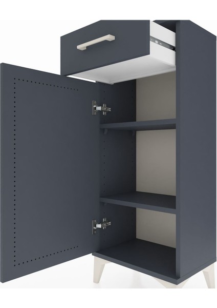 Arges Komodin 2 Raflı Tek Çekmeceli Tek Kapaklı 44X30X106 Antrasit-Antrasit indirimleri