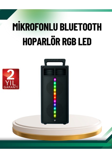 Şarjlı Işıklı Bluetooth Hoparlör | Usb, Aux, Tf Kart ve Radyo Destekli