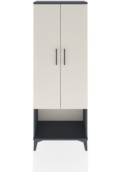Arges Dolap Tek Raflı 2 Kapaklı Tek Askılı 60X30X163 Antrasit-Aytaşı