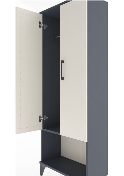 Arges Dolap Tek Raflı 2 Kapaklı Tek Askılı 60X30X163 Antrasit-Aytaşı indirimleri