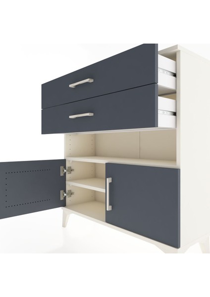 Arges Şifonyer 2 Raflı 2 Çekmeceli 2 Kapaklı 88X30X96 Aytaşı-Antrasit indirimleri