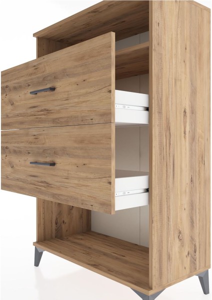 Hyperion Dolap Tek Raflı 2 Çekmeceli 88X44X134 Çam-Çam indirimleri