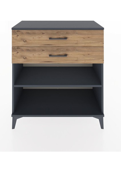 Hyperion Şifonyer Tek Raflı 2 Çekmeceli 88X44X96 Antrasit-Çam