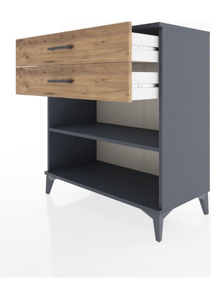 Hyperion Şifonyer Tek Raflı 2 Çekmeceli 88X44X96 Antrasit-Çam fırsatları