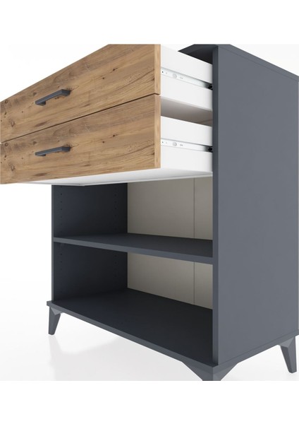 Hyperion Şifonyer Tek Raflı 2 Çekmeceli 88X44X96 Antrasit-Çam indirimleri