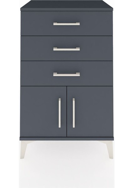 Hyperion Komodin 3 Çekmeceli 2 Kapaklı 60X44X96 Antrasit-Antrasit