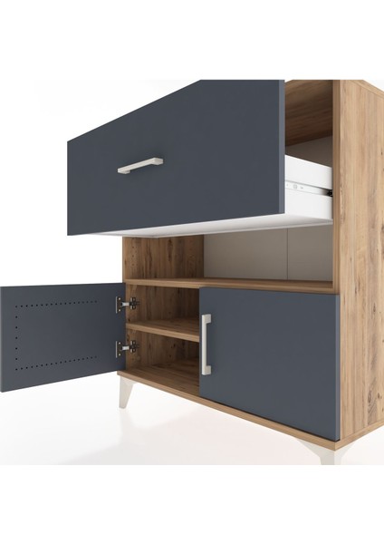 Hyperion Şifonyer 2 Raflı Tek Çekmeceli 2 Kapaklı 88X44X96 Çam-Antrasit indirimleri