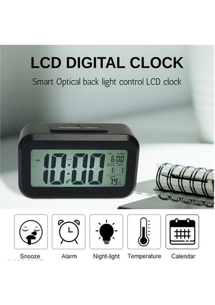 Dijital Alarmlı Masa Saati LED Ekran Siyah fırsatları