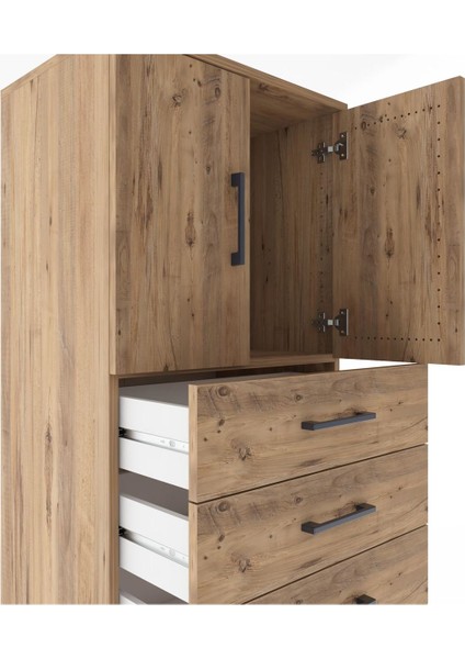 Hyperion Dolap Tek Raflı 6 Çekmeceli 2 Kapaklı 60X44X182 Çam-Çam indirimleri