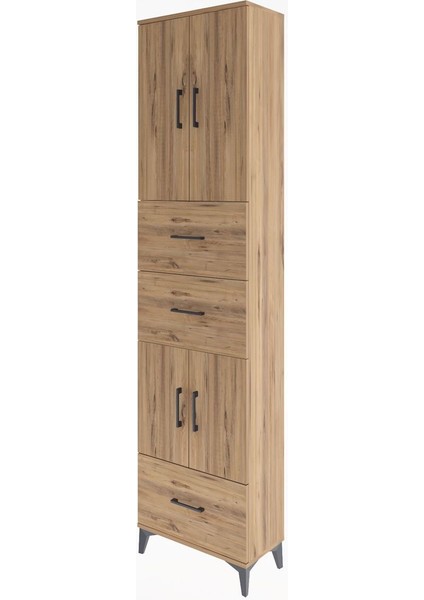 Arges Dolap 5 Raflı 3 Çekmeceli 4 Kapaklı 60X30X243 Çam-Çam modelleri