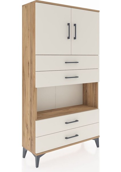 Arges Dolap 3 Raflı 4 Çekmeceli 2 Kapaklı 88X30X163 Çam-Aytaşı fiyatları