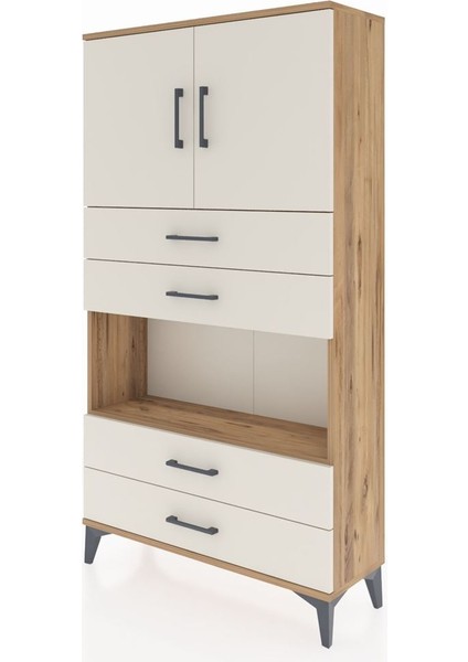 Arges Dolap 3 Raflı 4 Çekmeceli 2 Kapaklı 88X30X163 Çam-Aytaşı modelleri