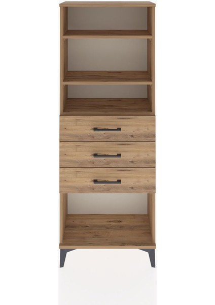 Arges Dolap 3 Raflı 3 Çekmeceli 60X30X163 Çam-Çam