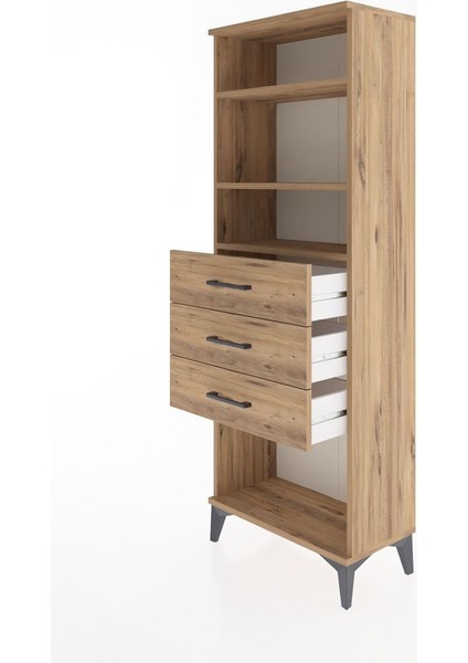 Arges Dolap 3 Raflı 3 Çekmeceli 60X30X163 Çam-Çam fırsatları