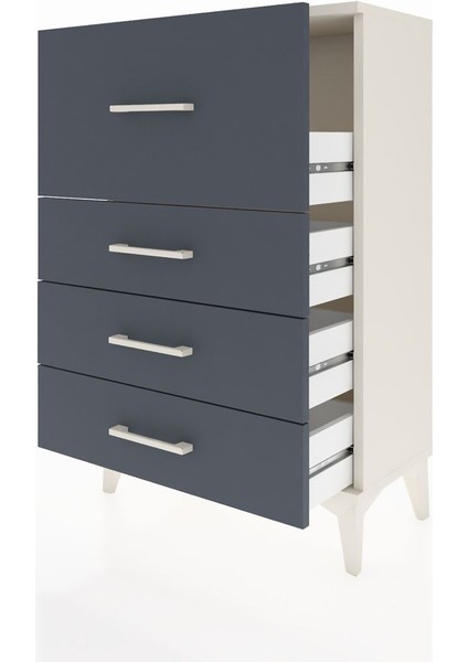 Arges Komodin 4 Çekmeceli 60X30X96 Aytaşı-Antrasit fırsatları