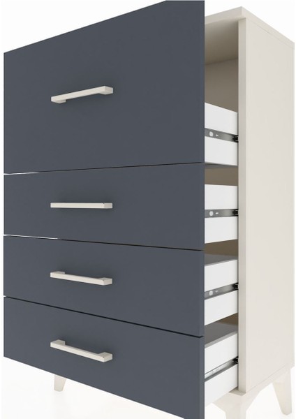 Arges Komodin 4 Çekmeceli 60X30X96 Aytaşı-Antrasit indirimleri