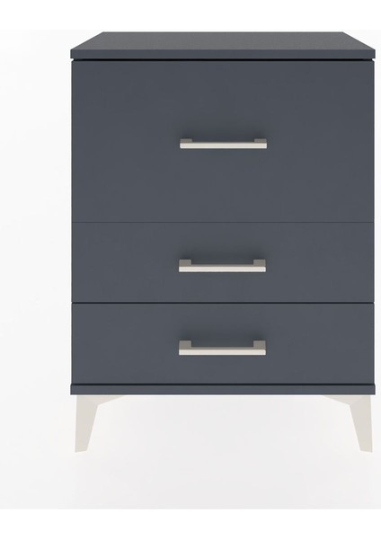 Arges Komodin 3 Çekmeceli 60X30X80 Antrasit-Antrasit