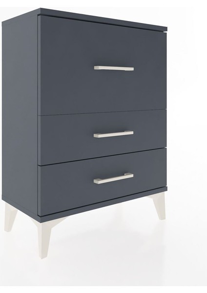 Arges Komodin 3 Çekmeceli 60X30X80 Antrasit-Antrasit fiyatları