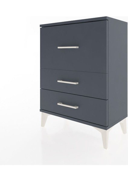 Arges Komodin 3 Çekmeceli 60X30X80 Antrasit-Antrasit modelleri