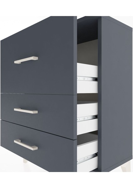 Arges Komodin 3 Çekmeceli 60X30X80 Antrasit-Antrasit indirimleri