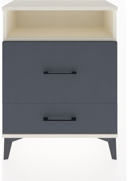 Arges Komodin Tek Raflı 2 Çekmeceli 60X30X80 Aytaşı-Antrasit